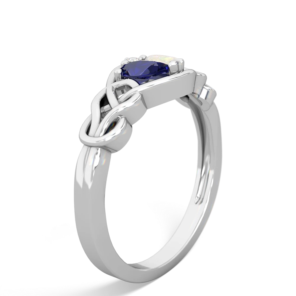 Lab Sapphire Celtic Love Knot 14K White Gold ring R5420