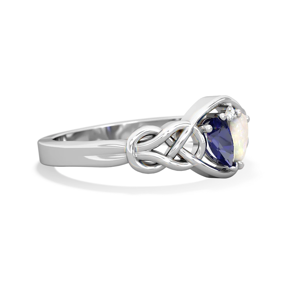 Lab Sapphire Celtic Love Knot 14K White Gold ring R5420