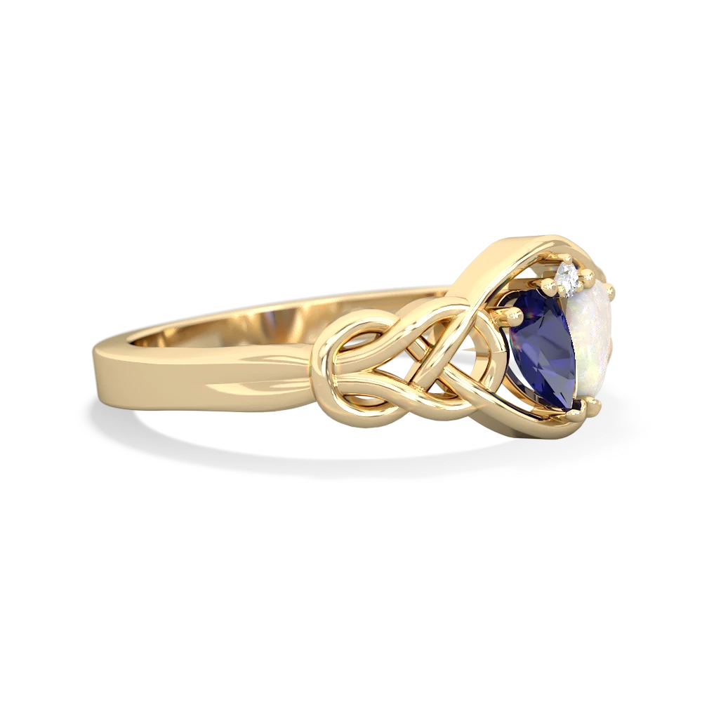 Lab Sapphire Celtic Love Knot 14K Yellow Gold ring R5420