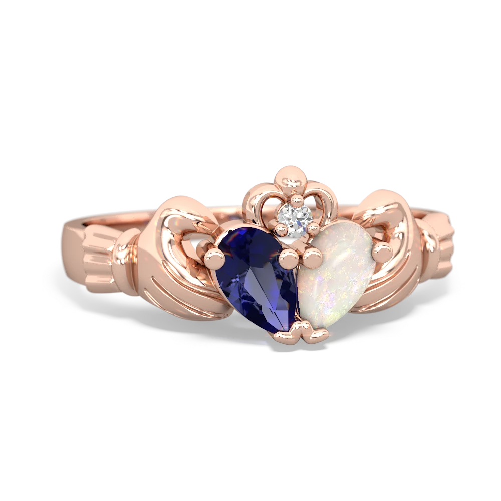 Lab Sapphire 'Our Heart' Claddagh 14K Rose Gold ring R2388