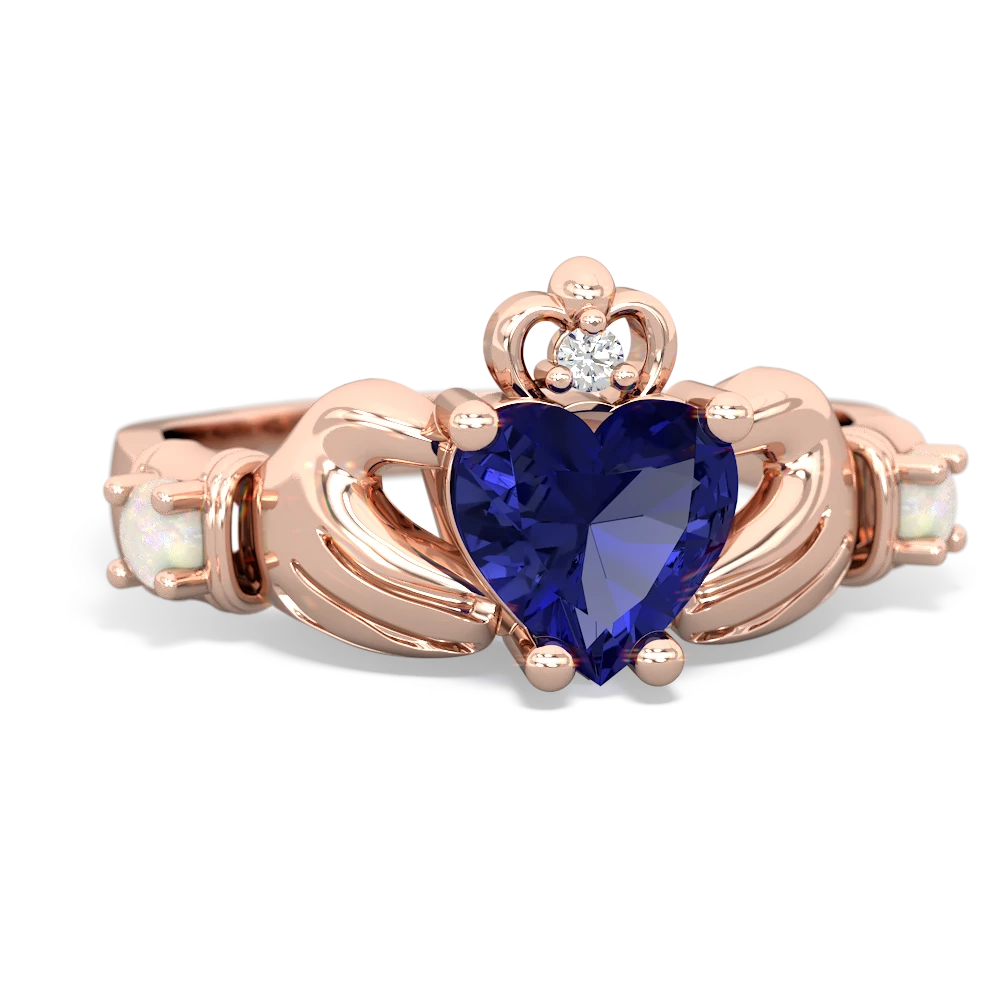 Lab Sapphire Claddagh Keepsake 14K Rose Gold ring R5245