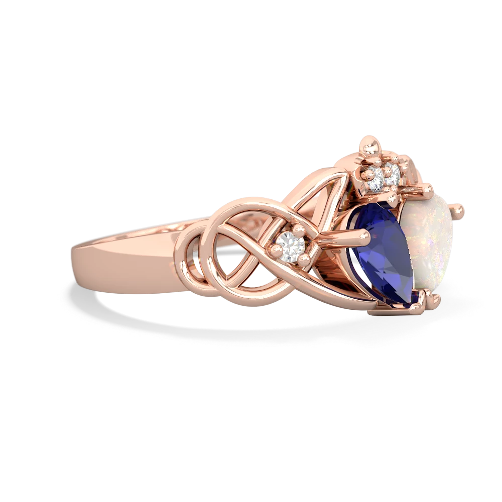 Lab Sapphire 'One Heart' Celtic Knot Claddagh 14K Rose Gold ring R5322