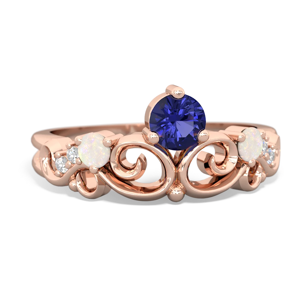 Lab Sapphire Crown Keepsake 14K Rose Gold ring R5740
