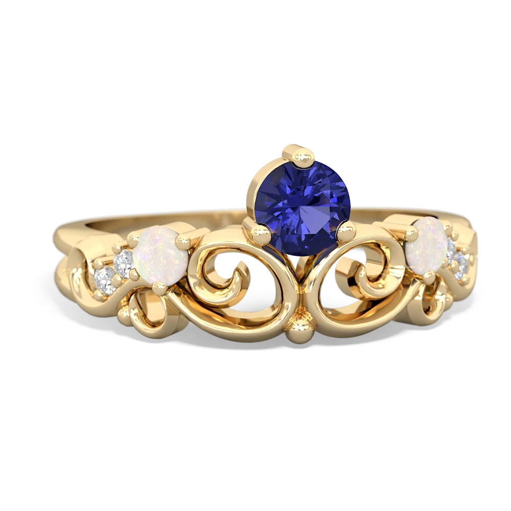 Lab Sapphire Crown Keepsake 14K Yellow Gold ring R5740