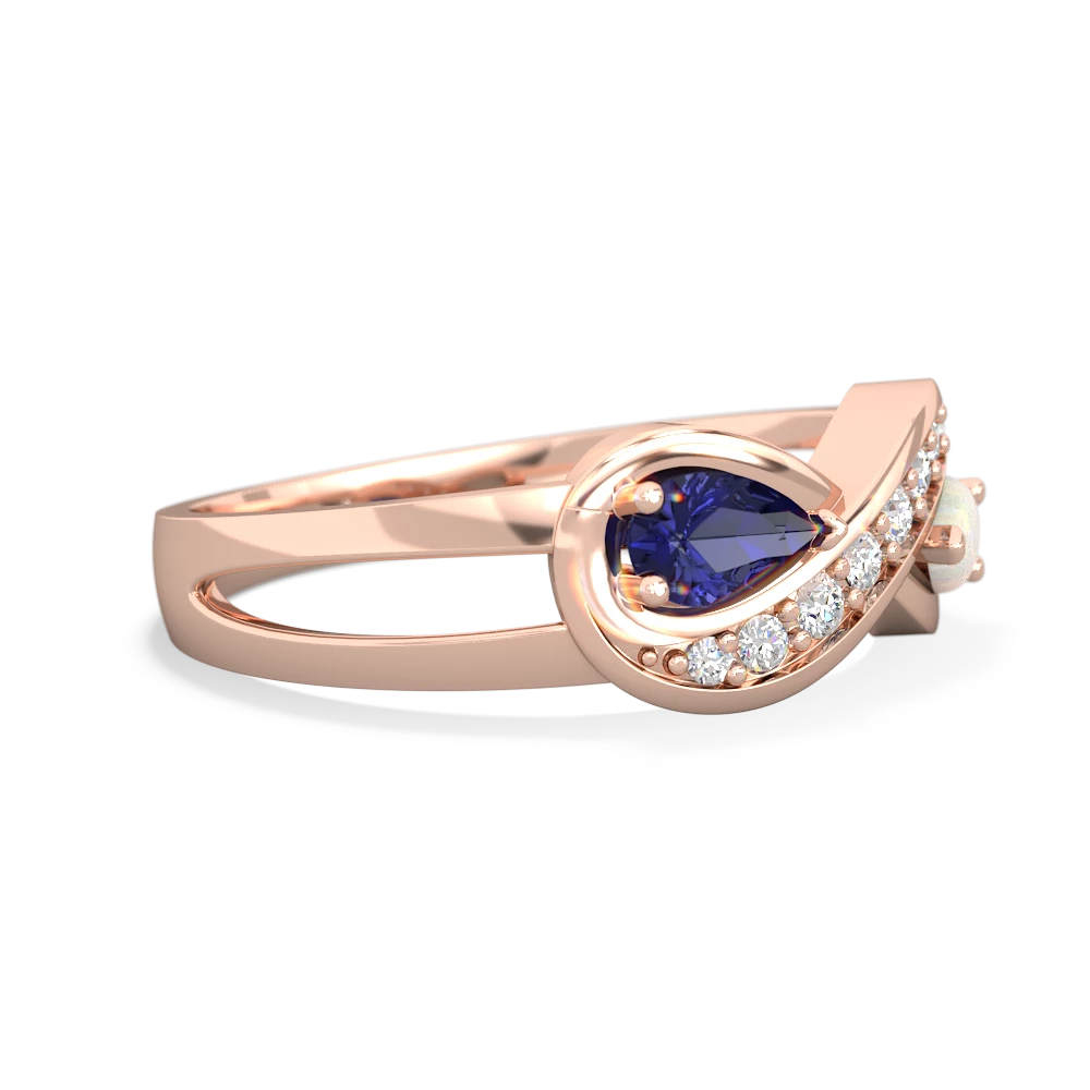 Lab Sapphire Diamond Infinity 14K Rose Gold ring R5390