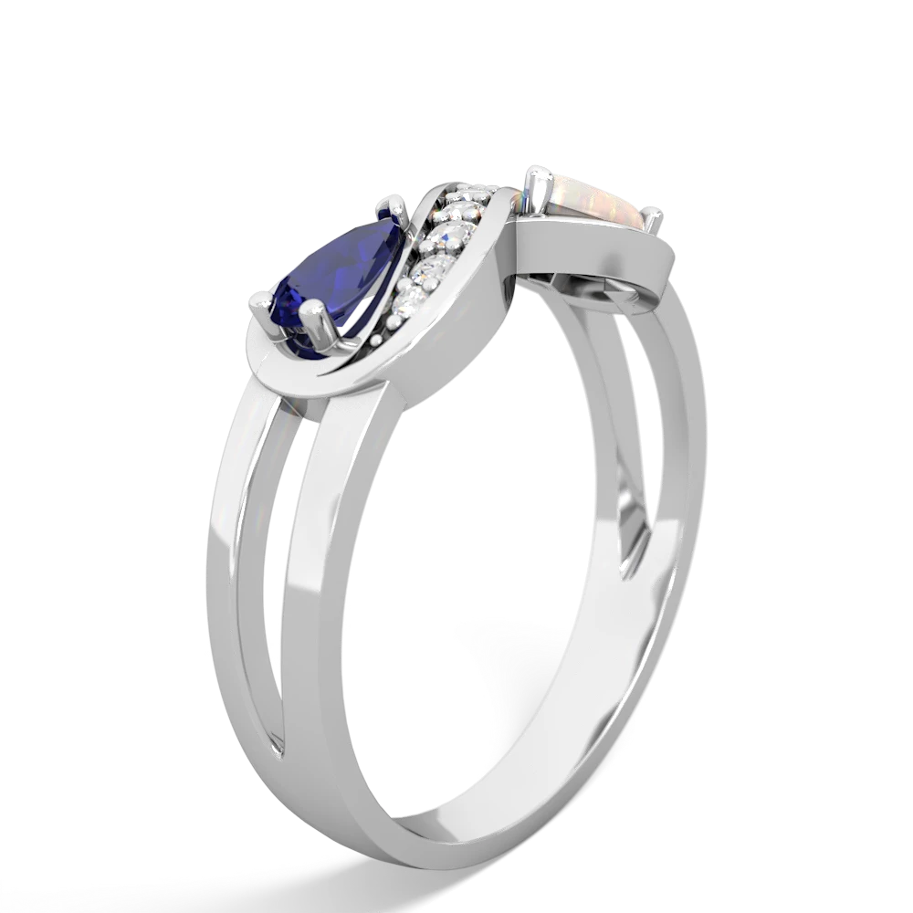 Lab Sapphire Diamond Infinity 14K White Gold ring R5390