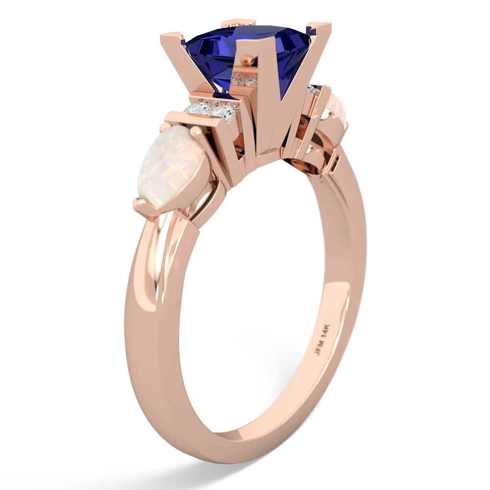 Lab Sapphire 6Mm Princess Eternal Embrace Engagement 14K Rose Gold ring C2002