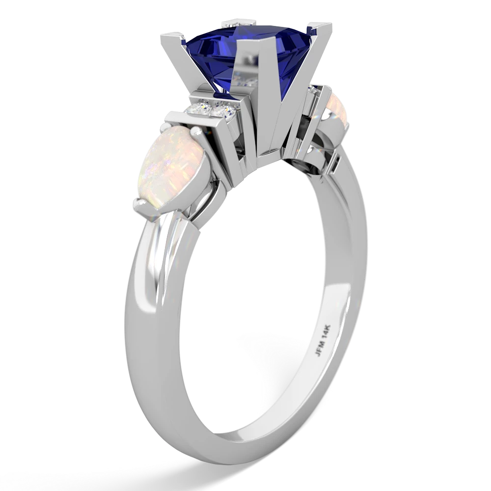 Lab Sapphire 6Mm Princess Eternal Embrace Engagement 14K White Gold ring C2002