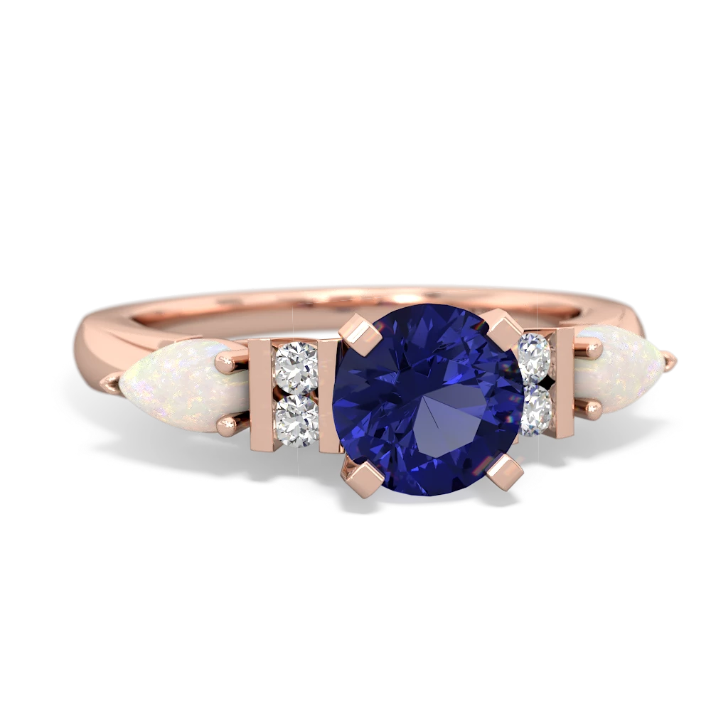 Lab Sapphire 6Mm Round Eternal Embrace Engagement 14K Rose Gold ring R2005