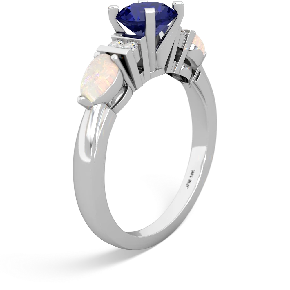 Lab Sapphire 6Mm Round Eternal Embrace Engagement 14K White Gold ring R2005