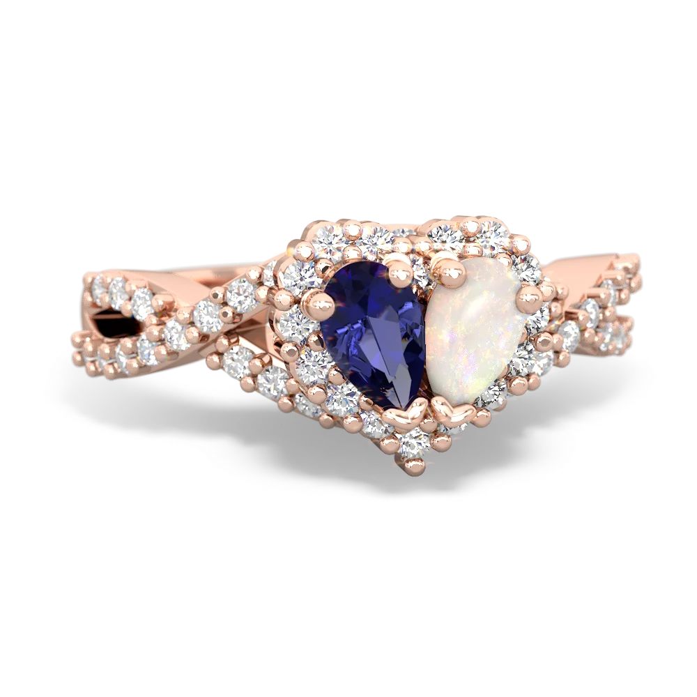 Lab Sapphire Diamond Twist 'One Heart' 14K Rose Gold ring R2640HRT