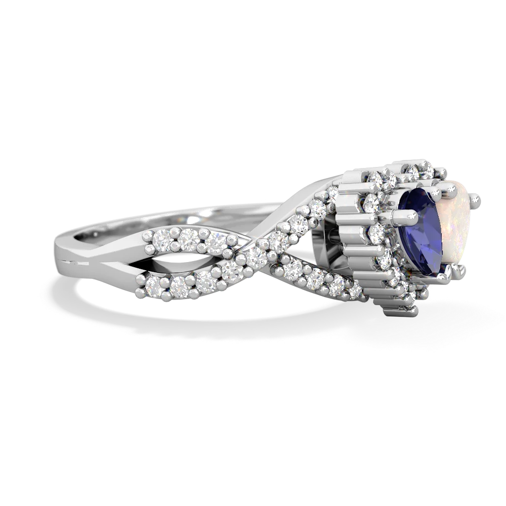 Lab Sapphire Diamond Twist 'One Heart' 14K White Gold ring R2640HRT