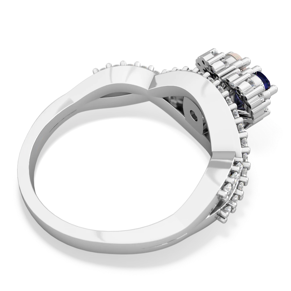 Lab Sapphire Diamond Twist 'One Heart' 14K White Gold ring R2640HRT