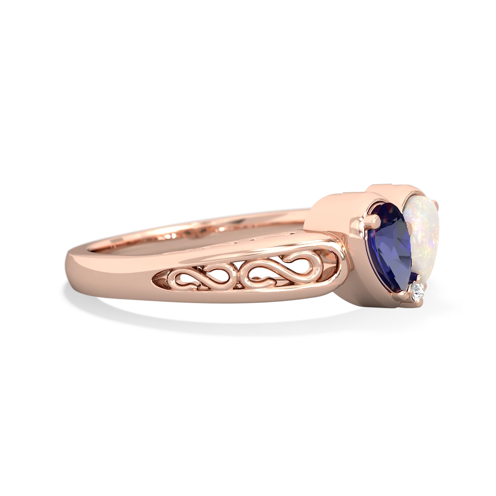 Lab Sapphire Filligree 'One Heart' 14K Rose Gold ring R5070