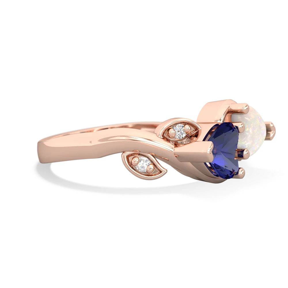 Lab Sapphire Floral Elegance 14K Rose Gold ring R5790