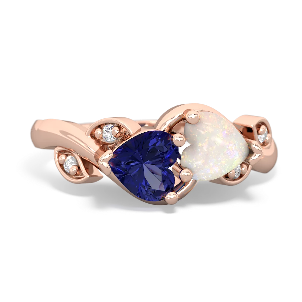 Lab Sapphire Floral Elegance 14K Rose Gold ring R5790