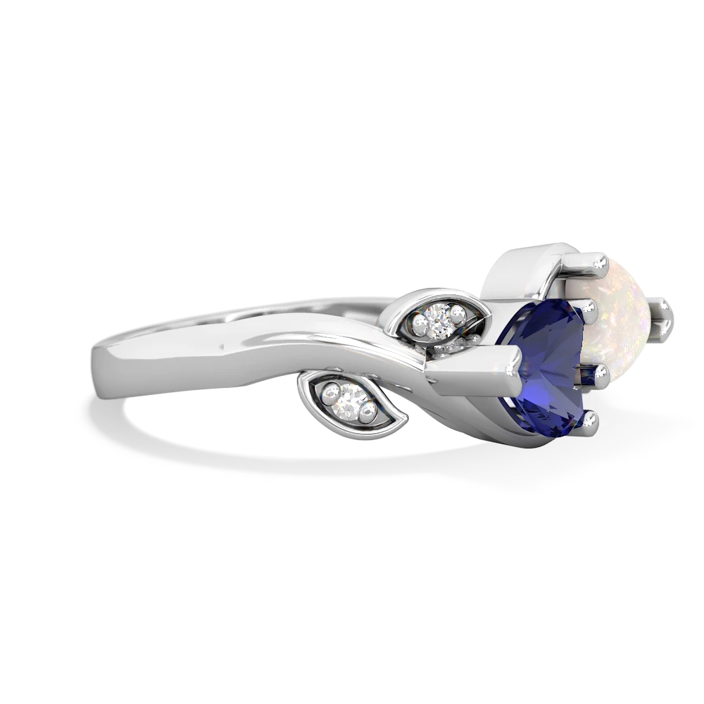 Lab Sapphire Floral Elegance 14K White Gold ring R5790