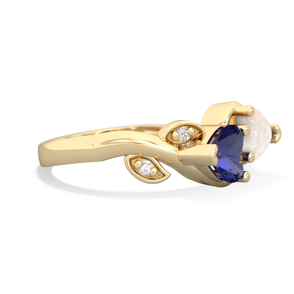 Lab Sapphire Floral Elegance 14K Yellow Gold ring R5790