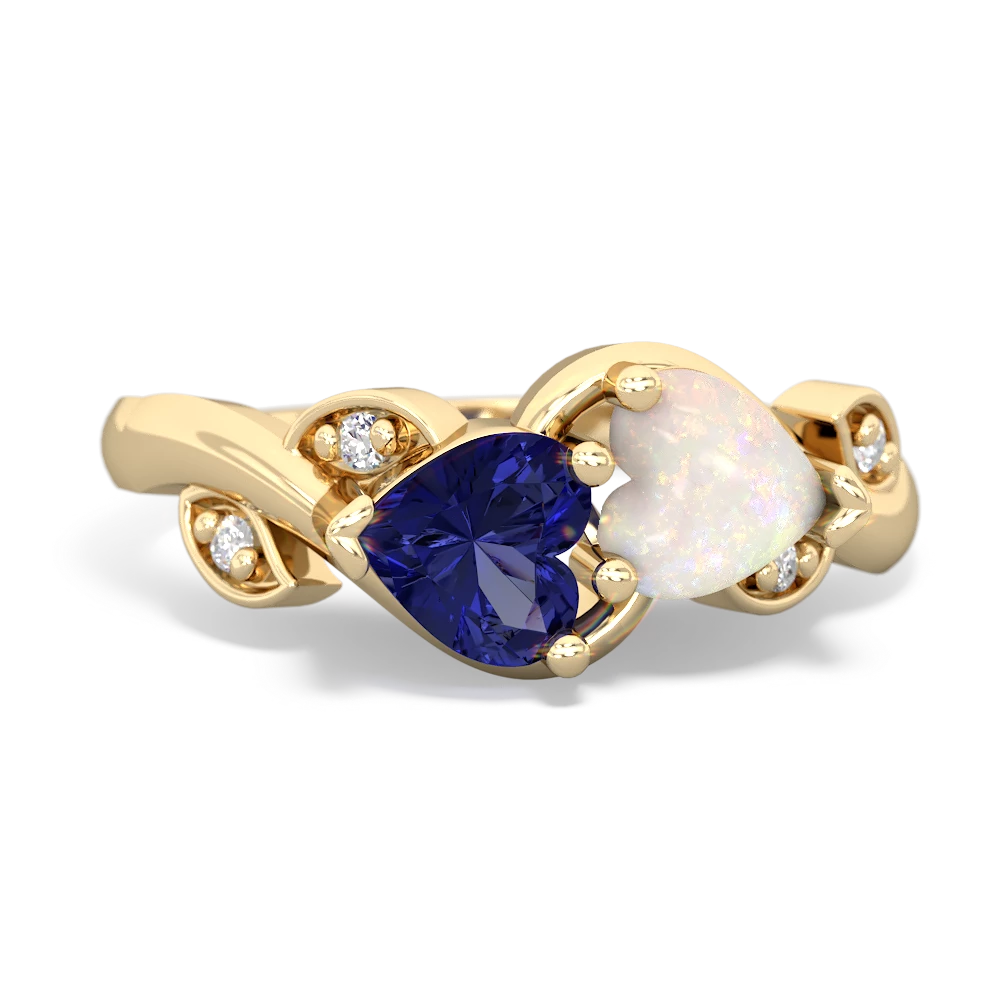 Lab Sapphire Floral Elegance 14K Yellow Gold ring R5790