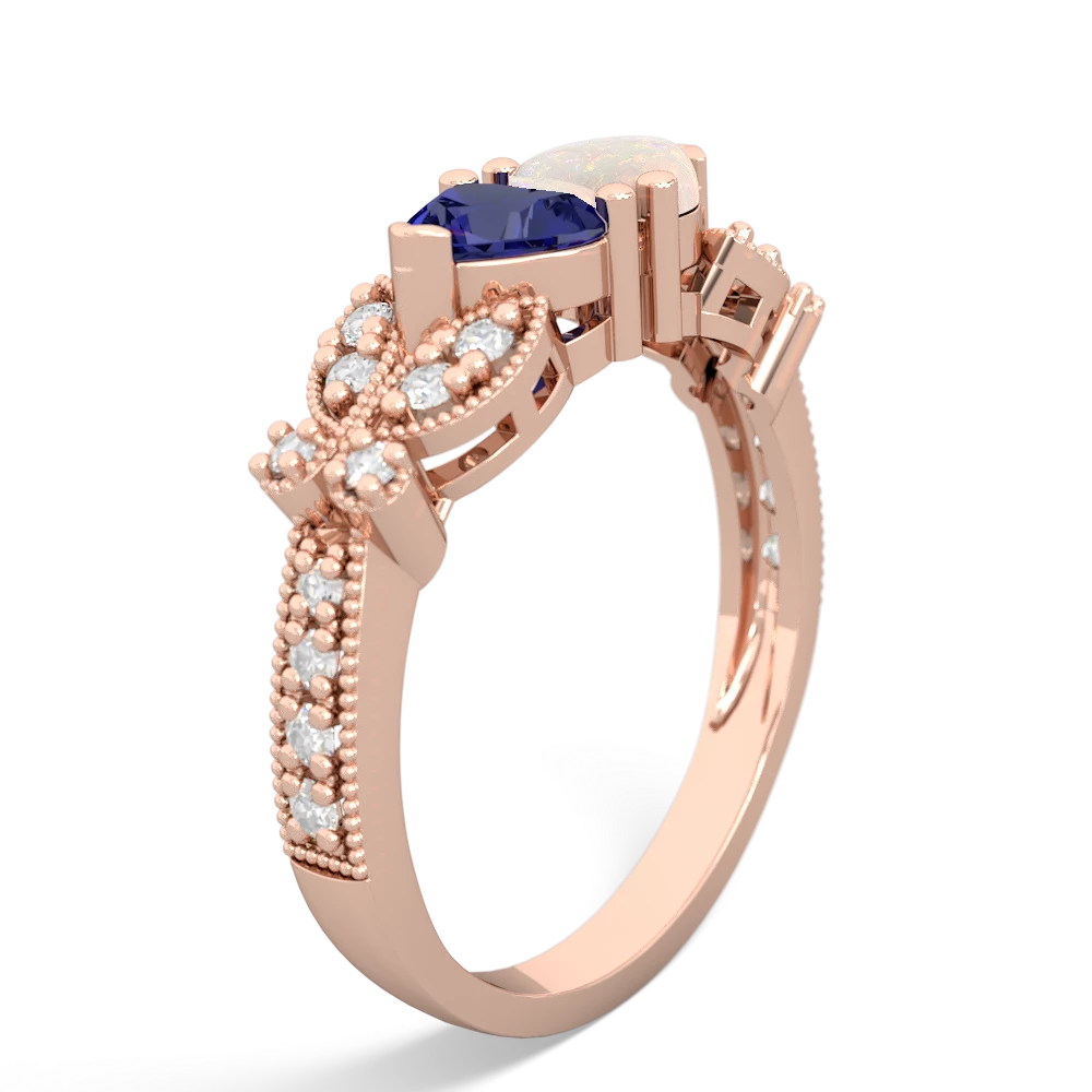 Lab Sapphire Diamond Butterflies 14K Rose Gold ring R5601