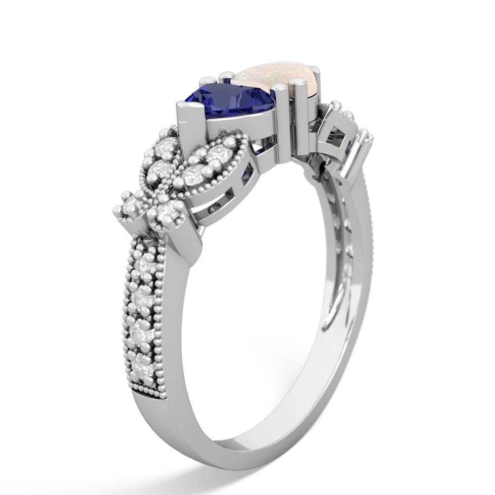 Lab Sapphire Diamond Butterflies 14K White Gold ring R5601