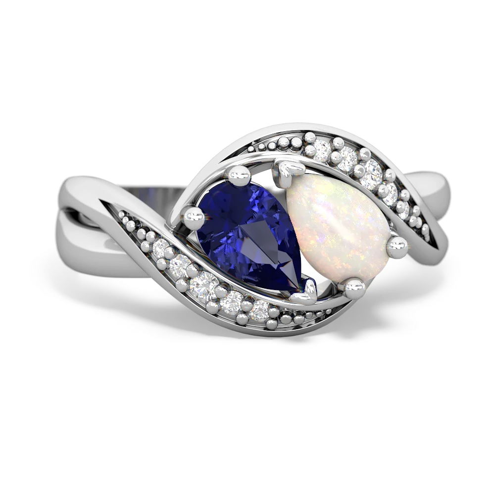 Lab Sapphire Summer Winds 14K White Gold ring R5342