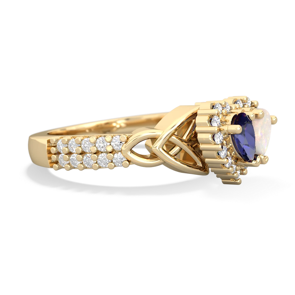 Lab Sapphire Celtic Knot Two Hearts As One 14K Yellow Gold ring R2644HRT