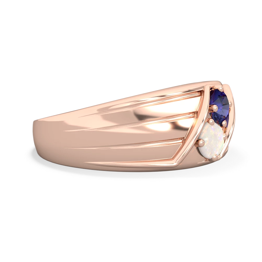 Lab Sapphire Men's Streamline 14K Rose Gold ring R0460