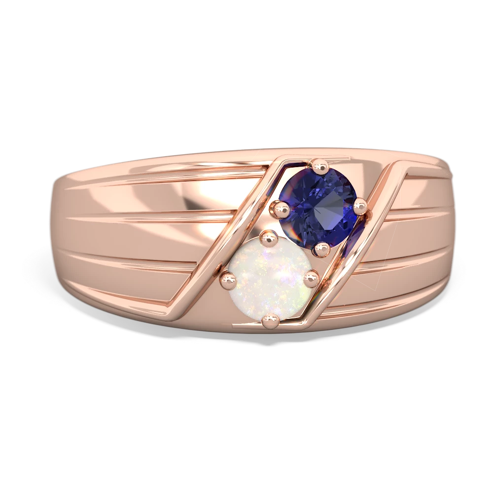 Lab Sapphire Men's Streamline 14K Rose Gold ring R0460