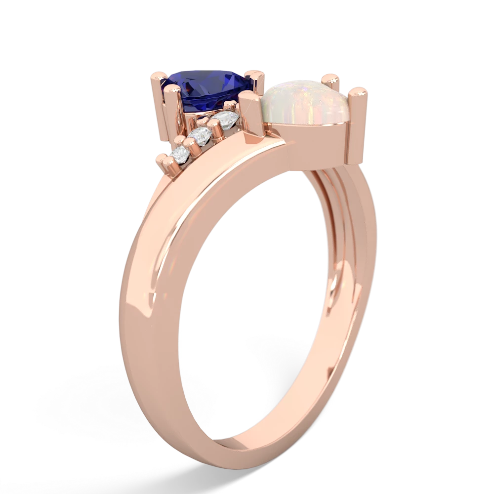 Lab Sapphire Heart To Heart 14K Rose Gold ring R2064