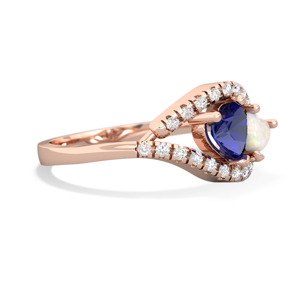 Lab Sapphire Mother And Child 14K Rose Gold ring R3010