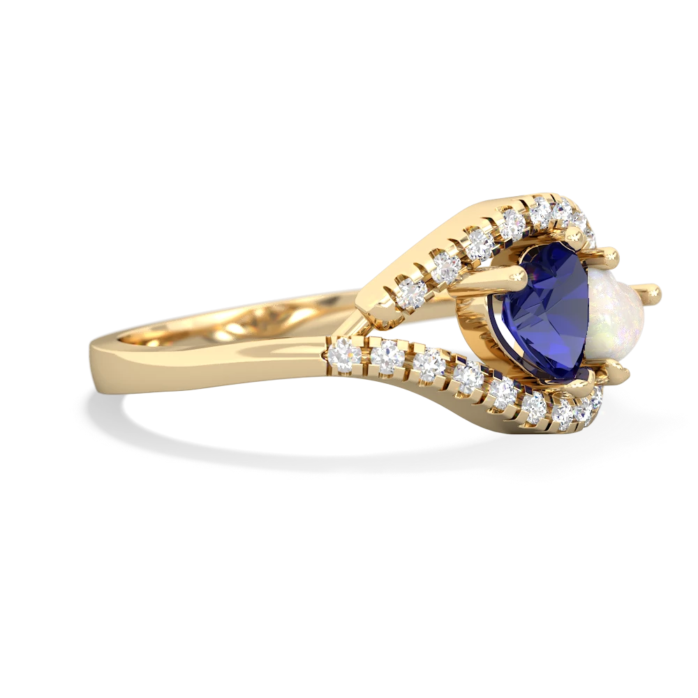 Lab Sapphire Mother And Child 14K Yellow Gold ring R3010