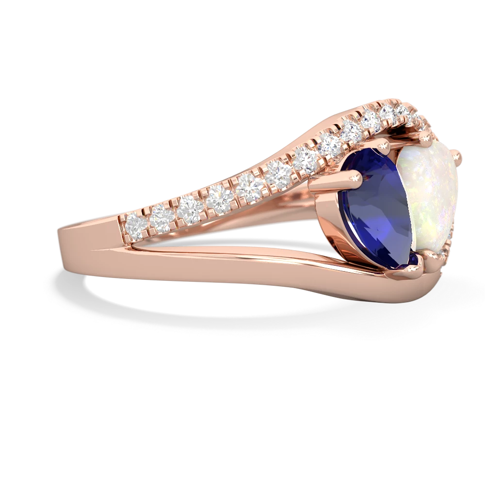 Lab Sapphire Nestled Heart Keepsake 14K Rose Gold ring R5650