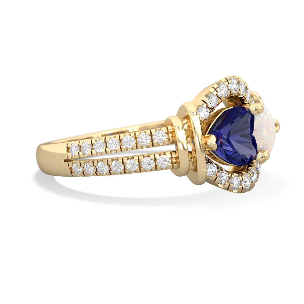 Lab Sapphire Art-Deco Keepsake 14K Yellow Gold ring R5630