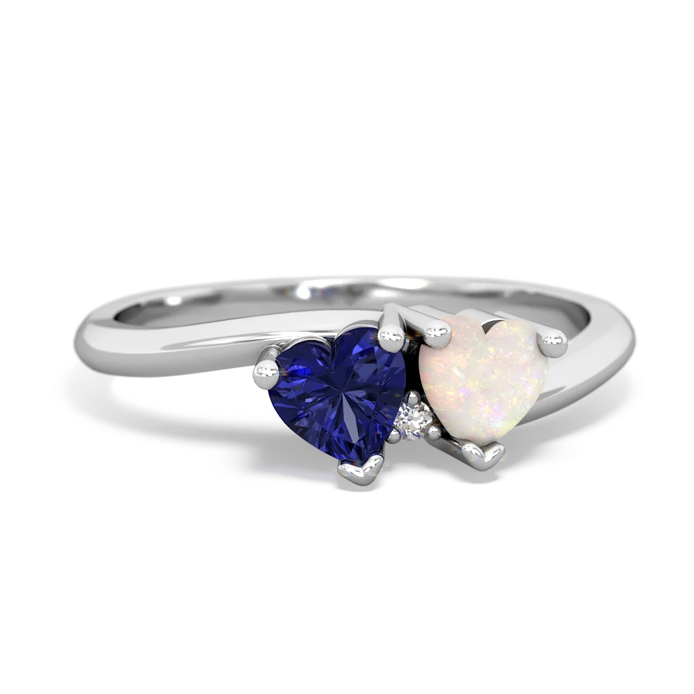 Lab Sapphire Sweethearts 14K White Gold ring R5260