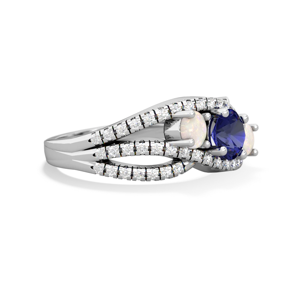 Lab Sapphire Three Stone Aurora 14K White Gold ring R3080