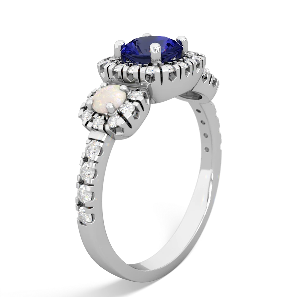 Lab Sapphire Regal Halo 14K White Gold ring R5350