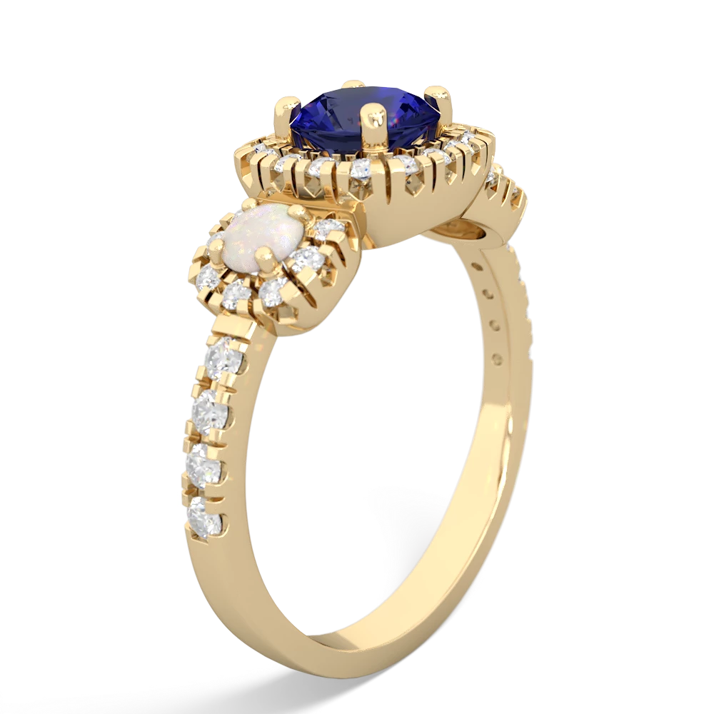 Lab Sapphire Regal Halo 14K Yellow Gold ring R5350