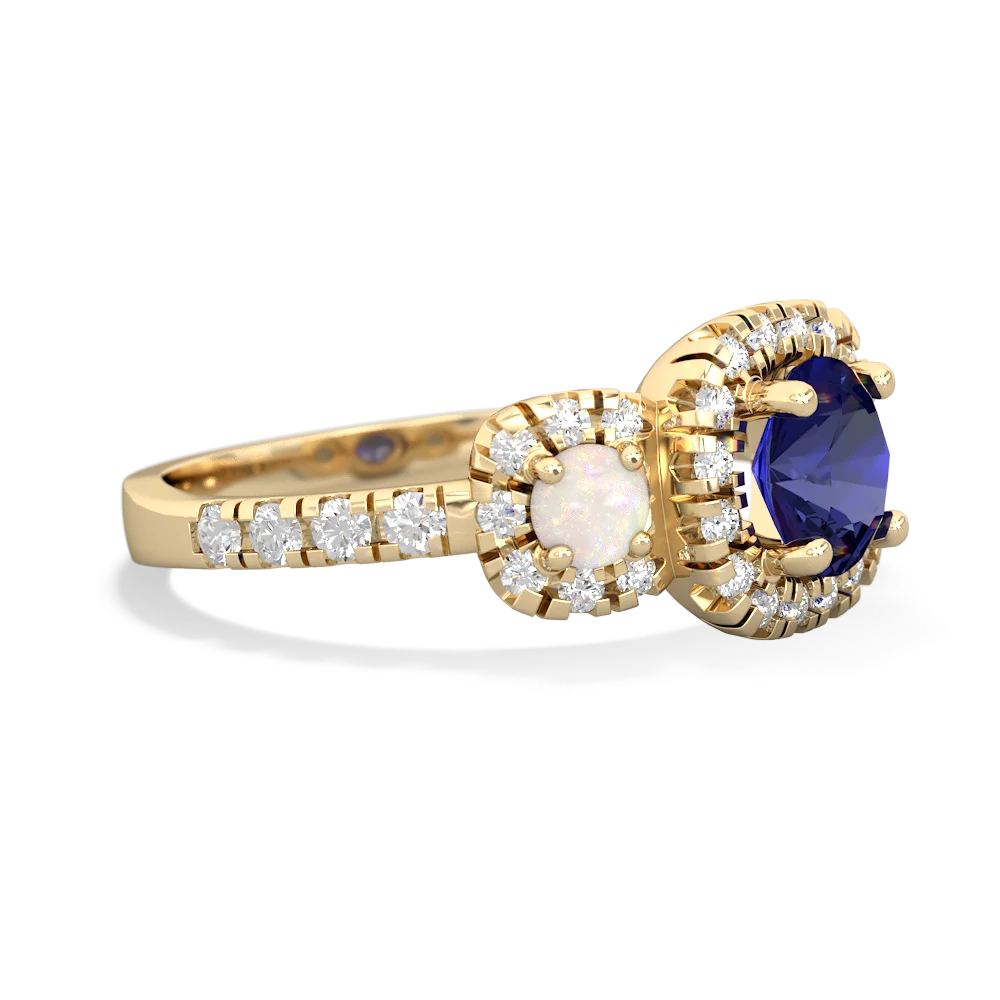 Lab Sapphire Regal Halo 14K Yellow Gold ring R5350