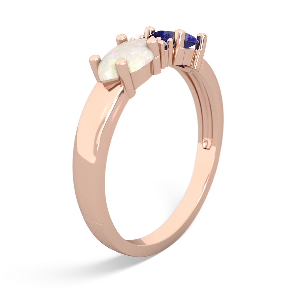 Lab Sapphire Pear Bowtie 14K Rose Gold ring R0865