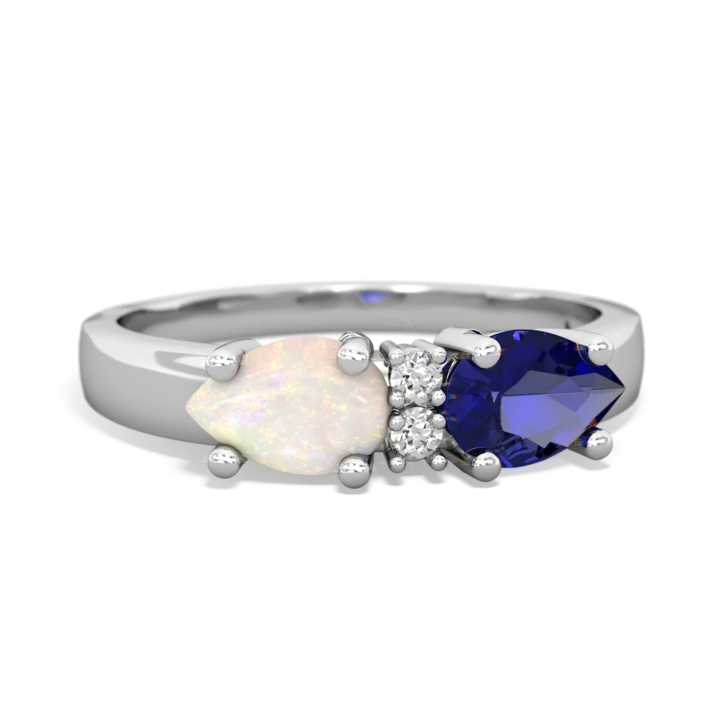 Lab Sapphire Pear Bowtie 14K White Gold ring R0865