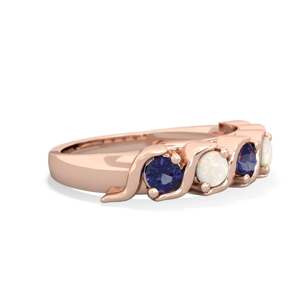 Lab Sapphire Anniversary Band 14K Rose Gold ring R2089