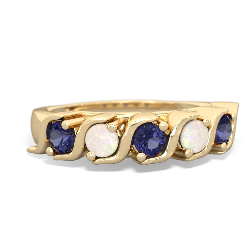 Lab Sapphire Anniversary Band 14K Yellow Gold ring R2089