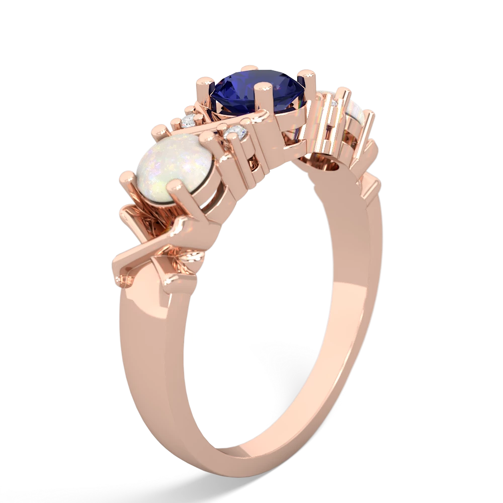 Lab Sapphire Hugs And Kisses 14K Rose Gold ring R5016