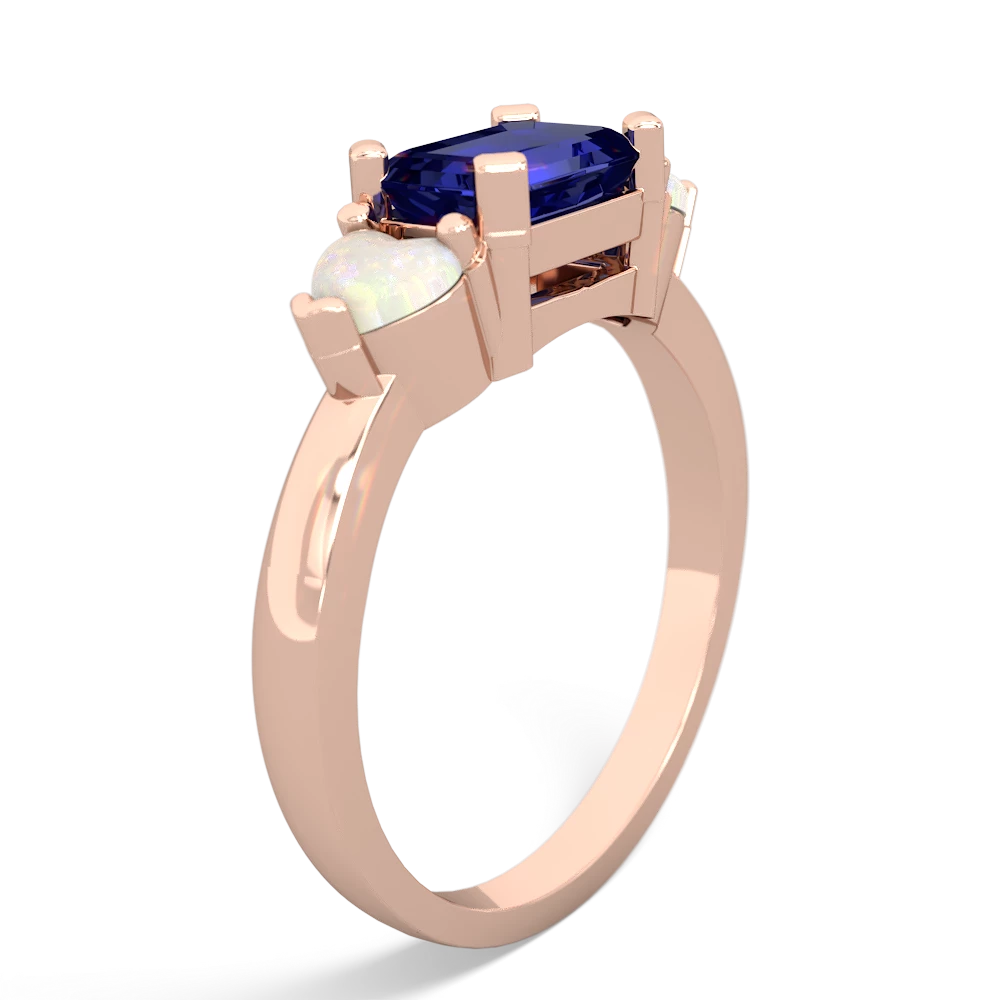 Lab Sapphire Three Stone 14K Rose Gold ring R5235