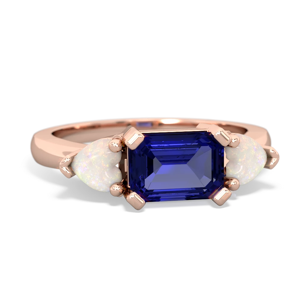 Lab Sapphire Three Stone 14K Rose Gold ring R5235