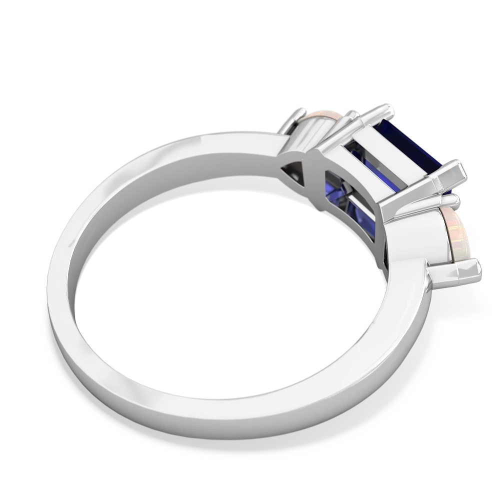 Lab Sapphire Three Stone 14K White Gold ring R5235