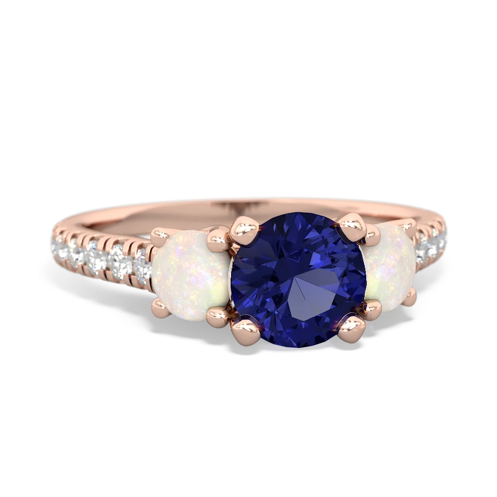 Lab Sapphire Pave Trellis 14K Rose Gold ring R5500