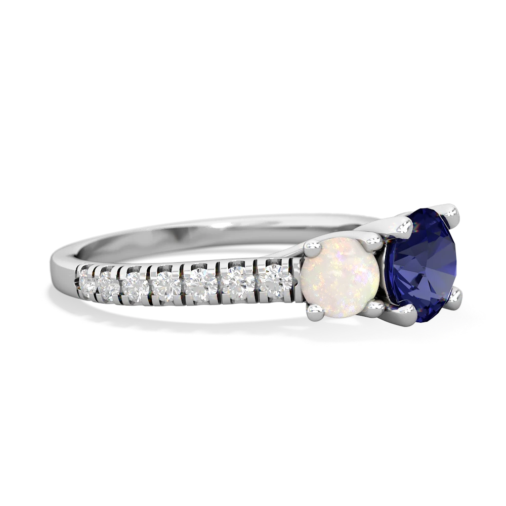 Lab Sapphire Pave Trellis 14K White Gold ring R5500