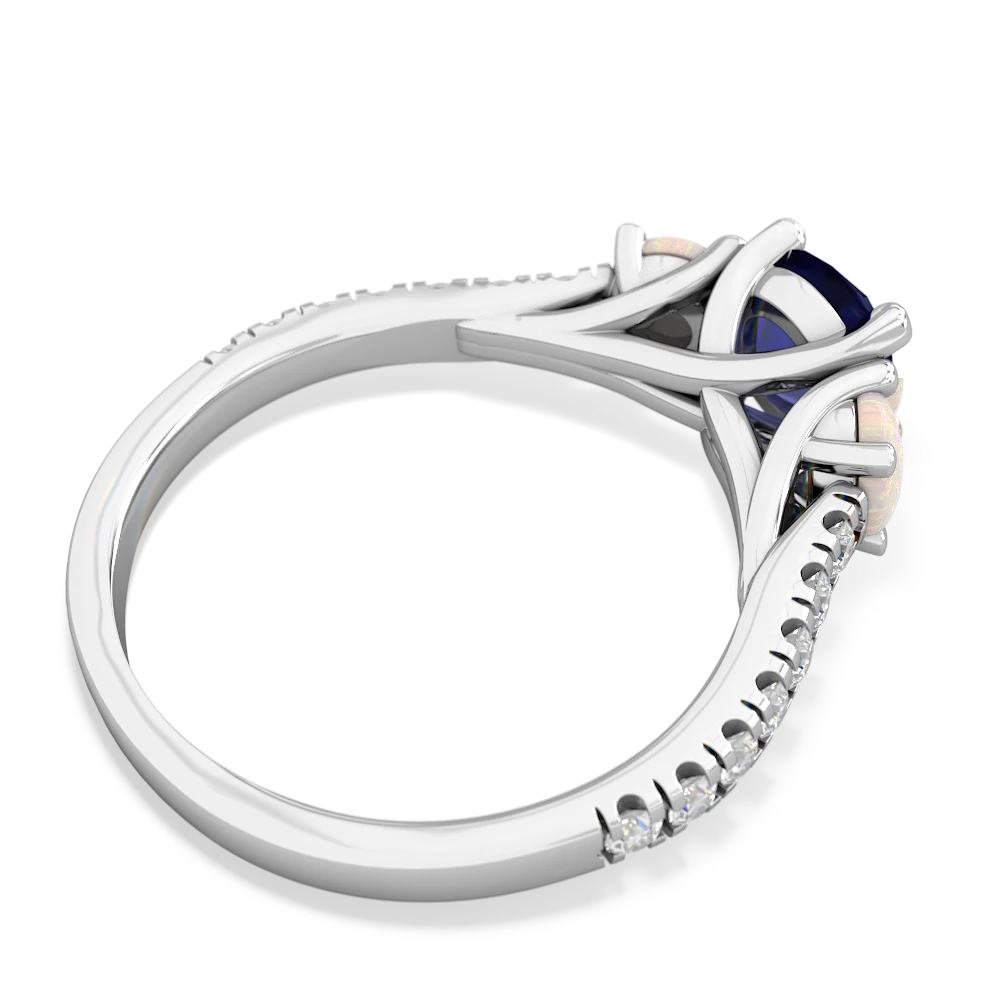 Lab Sapphire Pave Trellis 14K White Gold ring R5500